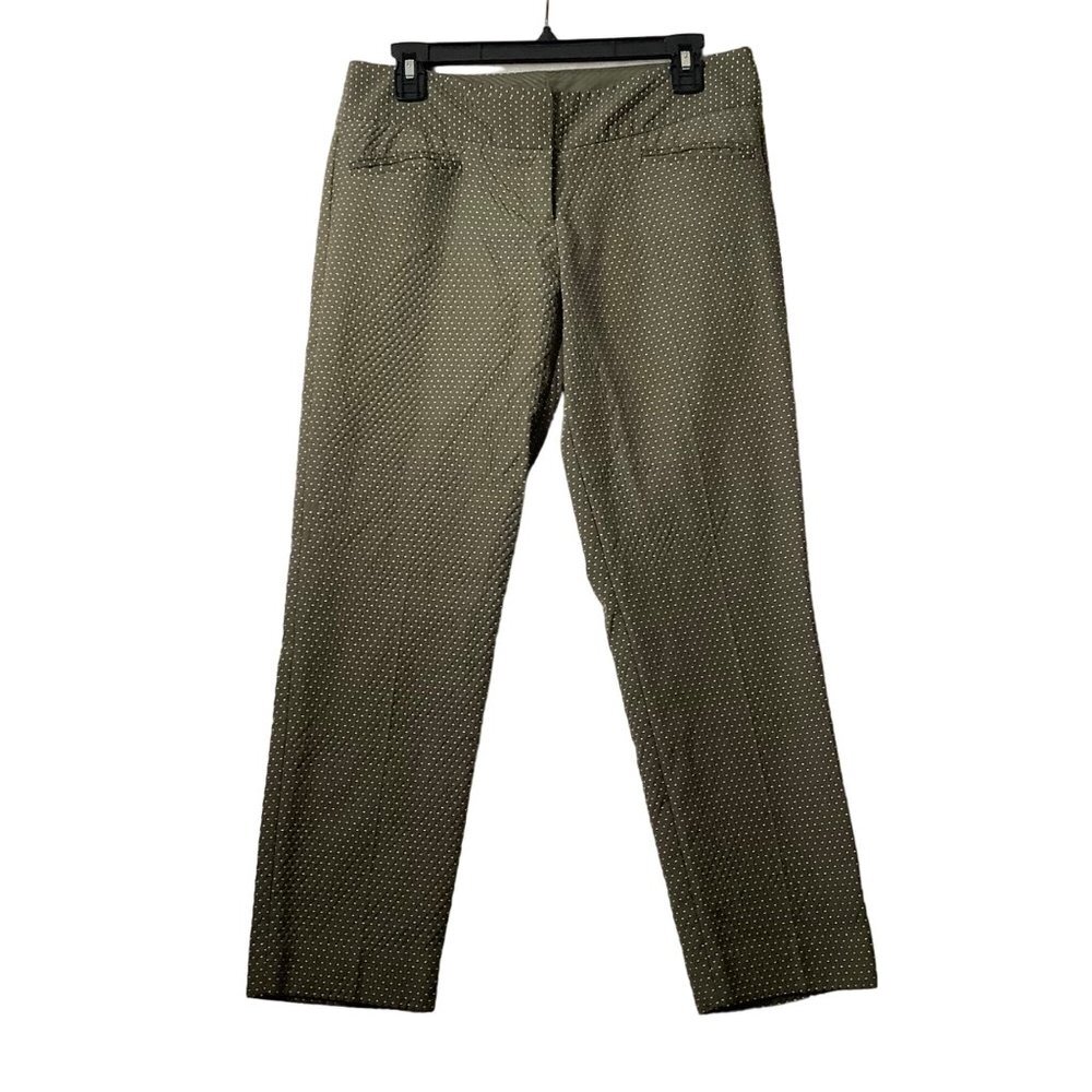 The Limited Pants Women Size 6 Olive Green Polka Dot Cotton Blend Preppy Classic